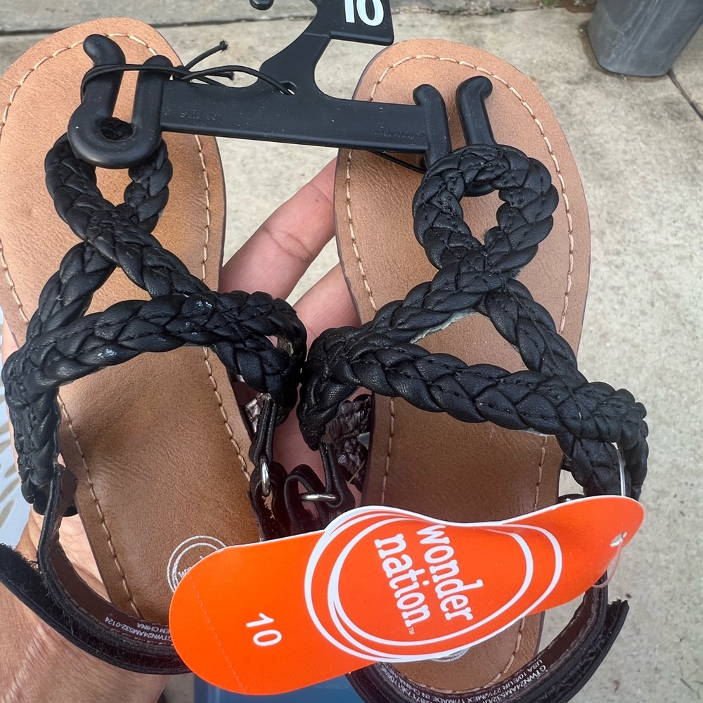 Wonder Nation Black Braided Sandals